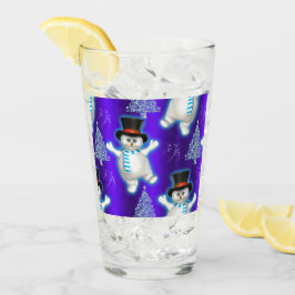 Cute Dansend Snowmen Kerstblauw Glas