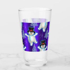Cute Dansend Snowmen Kerstblauw Glas
