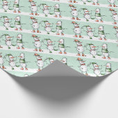 Cute Dansend Snowmen Wrapping Paper Cadeaupapier (Hoek)