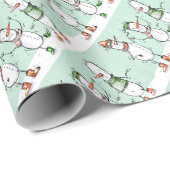 Cute Dansend Snowmen Wrapping Paper Cadeaupapier (Rol Hoek)