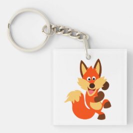 Cute Dansende Cartoon Fox AcrylSleutelhanger Sleutelhanger