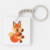 Cute Dansende Cartoon Fox AcrylSleutelhanger Sleutelhanger (Achterkant)