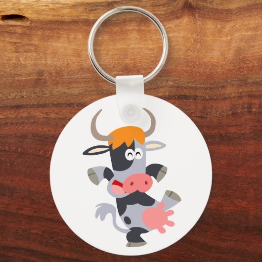 Cute Dansende Cartoon Koe Sleutelhanger (Voorkant)