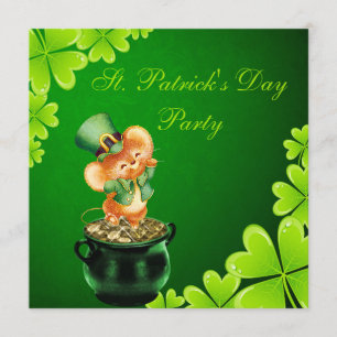 Cute Dansende Mouse St. Patrick's Day Party Kaart