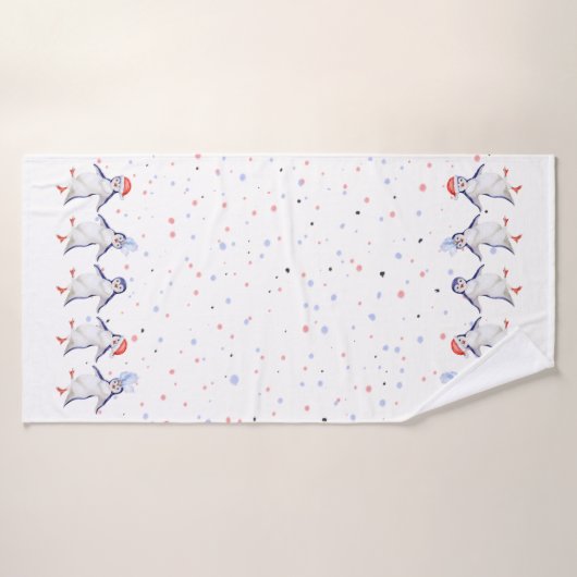 Cute Dansende Penguins Kerstmis Badhanddoek (Badhanddoek)