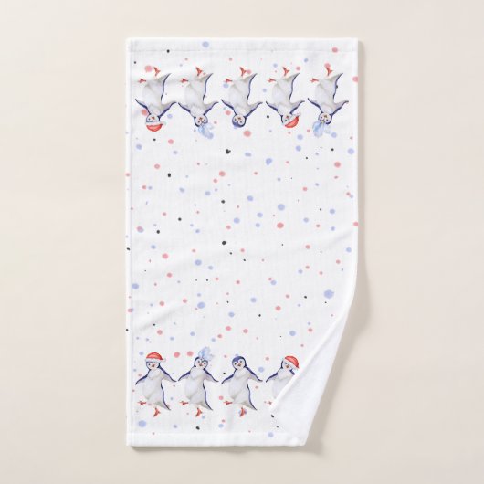 Cute Dansende Penguins Kerstmis Handdoek (Handdoek)