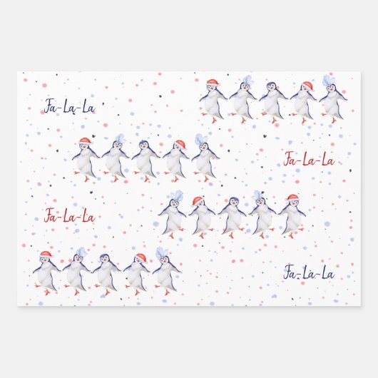 Cute Dansende Penguins Kerstmis Inpakpapier Vel (Voorkant 2)