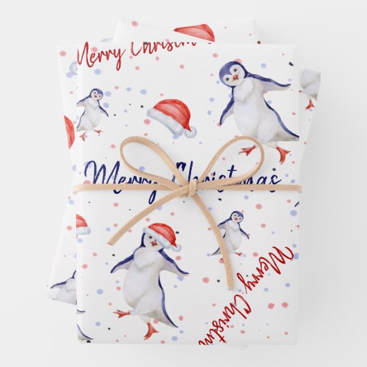 Cute Dansende Penguins Kerstmis Inpakpapier Vel (In situ)
