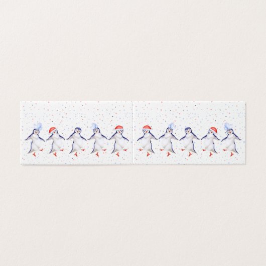 Cute Dansende Penguins Kerstmis Kaart (Buitenkant ongevouwen)