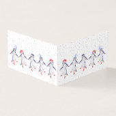 Cute Dansende Penguins Kerstmis Kaart (Buitenkant)