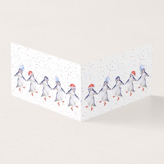 Cute Dansende Penguins Kerstmis Kaart (Buitenkant)
