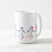 Cute Dansende Penguins Kerstmis Koffiemok (Voorkant rechts)