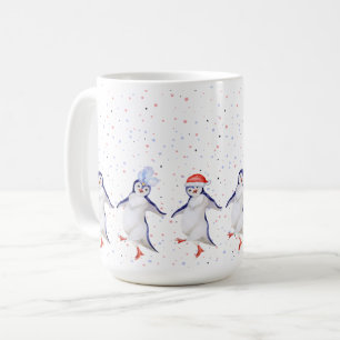 Cute Dansende Penguins Kerstmis Koffiemok