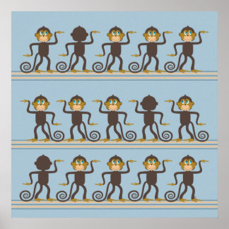 Cute dansende safari patroon, jongensruimte poster