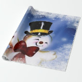 Cute dansende Snowman Cadeaupapier (Uitgerold)