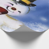 Cute dansende Snowman Cadeaupapier (Hoek)