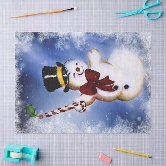 Cute dansende Snowman Tissuepapier (Craft)
