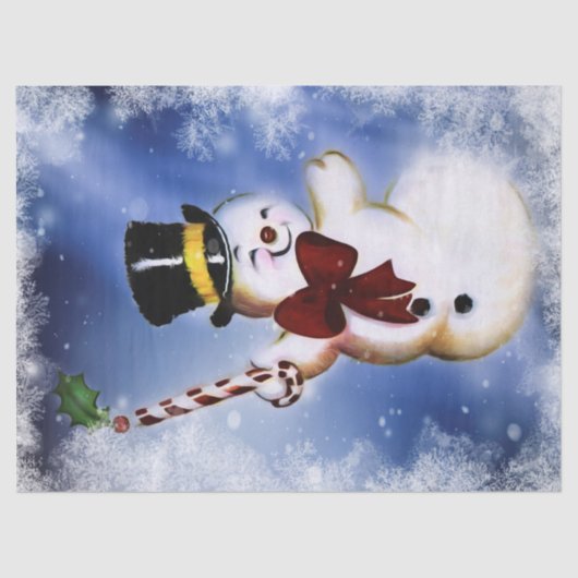 Cute dansende Snowman Tissuepapier (Voorkant)