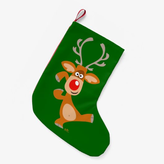 Cute Danser Cartoon Reindeer Kerstmis Stocking Kleine Kerstsok (Voorkant (Hangend))