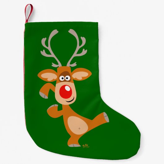 Cute Danser Cartoon Reindeer Kerstmis Stocking Kleine Kerstsok (Voorkant)