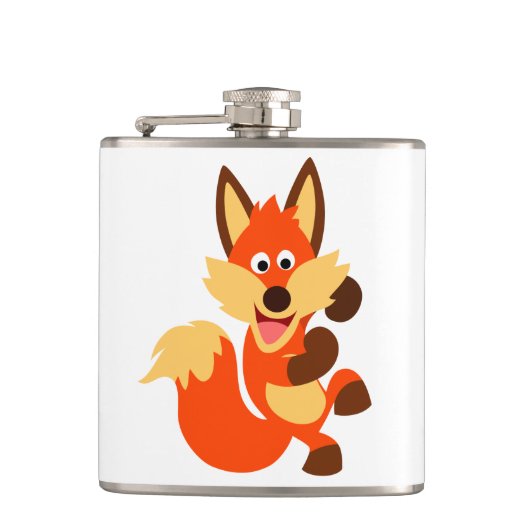 Cute Dansing Cartoon Fox Hip Flask Heupfles (Voorkant)