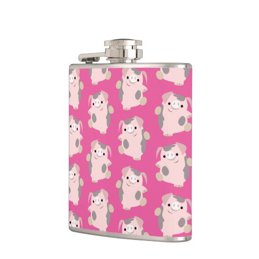 Cute Dansing Cartoon Pig Herhaling Patroonkolf Heupfles (Links)