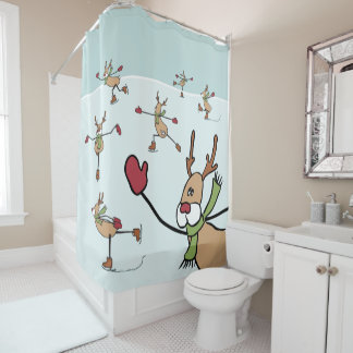 Cute Dansrenrenrenrendier - Kerstmis Douchegordijn