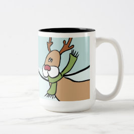 Cute Dansrenrenrenrendier - Kerstmis Tweekleurige Koffiemok