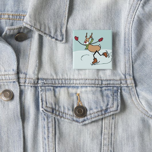 Cute Dansrenrenrenrendier - Kerstmis Vierkante Button 5,1 Cm (In situ)