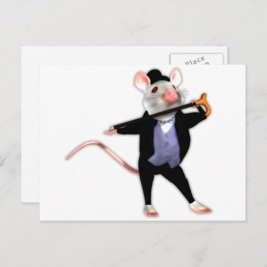 Cute Dapper Mouse, de dansende Cartoon Mouse Briefkaart (Voorkant / Achterkant)