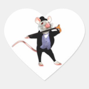 Cute Dapper Mouse, de dansende Cartoon Mouse Hart Sticker