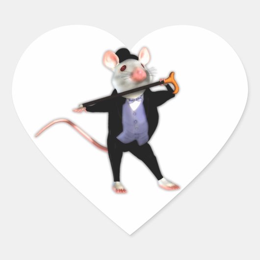 Cute Dapper Mouse, de dansende Cartoon Mouse Hart Sticker (Voorkant)