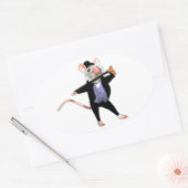 Cute Dapper Mouse, de dansende Cartoon Mouse Ovale Sticker (Envelop)