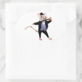 Cute Dapper Mouse, de dansende Cartoon Mouse Ovale Sticker (Tas)