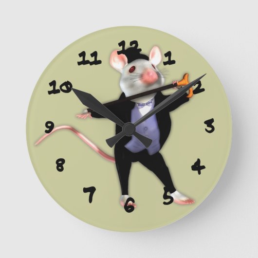 Cute Dapper Mouse, de dansende Cartoon Mouse Ronde Klok (Voorkant)