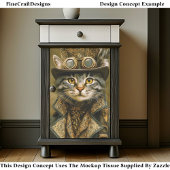 Cute Dapper Steampunk Tabby Cat ET7R Decoupage Tissuepapier