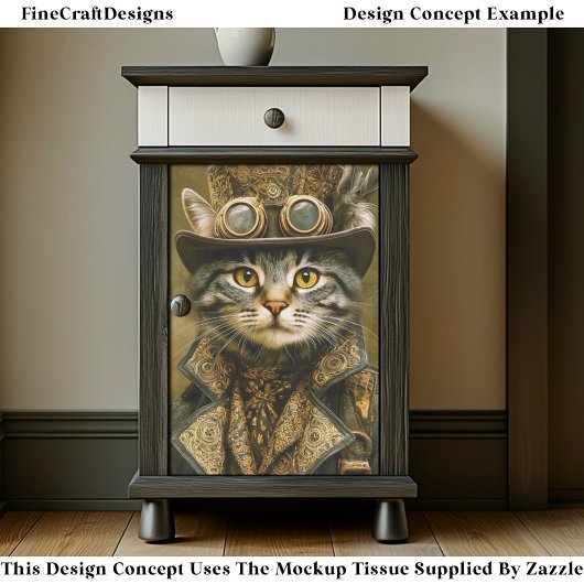 Cute Dapper Steampunk Tabby Cat ET7R Decoupage  Tissuepapier