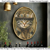 Cute Dapper Stoomtech Zwartbonte Kat ET7L Decoupag Tissuepapier