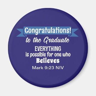Cute Dark Blue and White Graduation Inspirational Magneet