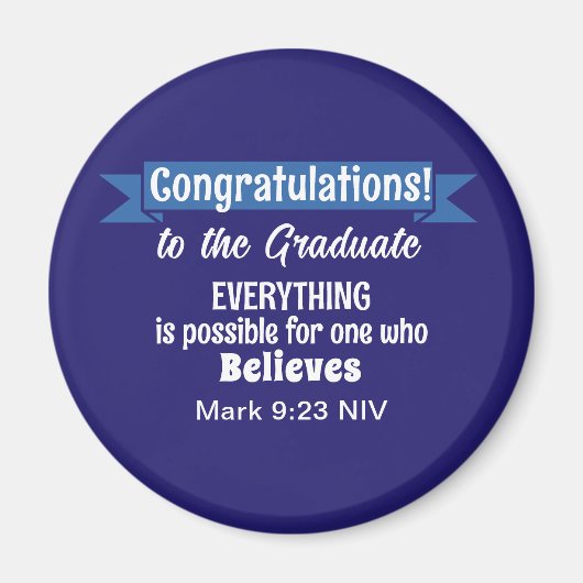 Cute Dark Blue and White Graduation Inspirational Magneet (Voorkant)
