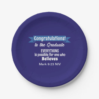 Cute Dark Blue and White Graduation Inspirational Papieren Bordje