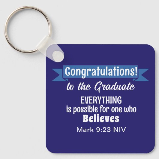 Cute Dark Blue and White Graduation Inspirational Sleutelhanger (Voorkant)