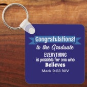 Cute Dark Blue and White Graduation Inspirational Sleutelhanger (Voorkant)