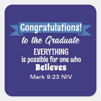 Cute Dark Blue and White Graduation Inspirational Vierkante Sticker