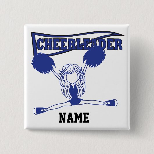 Cute Dark Blue Cheerleader Girl | DIY-naam Vierkante Button 5,1 Cm (Voorkant)