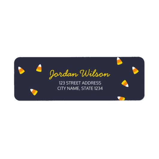 Cute Dark Blue Halloween Candy Corn Adres Etiket (Voorkant)