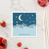Cute Dark Blue Night Moon and Clouds Baby shower Servet (Insitu)
