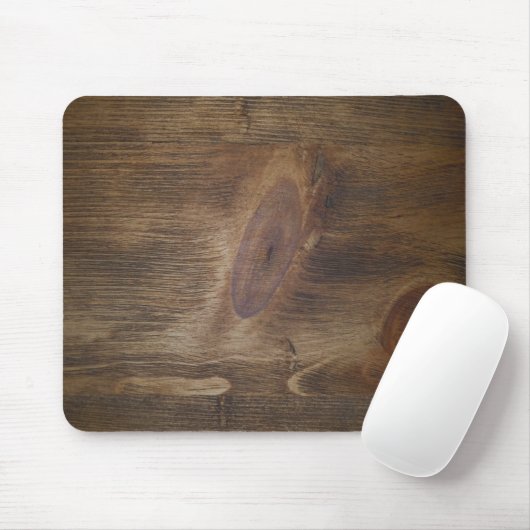 Cute Dark Brown Rustic Wood Kijk achteraan Muismat (Met muis)
