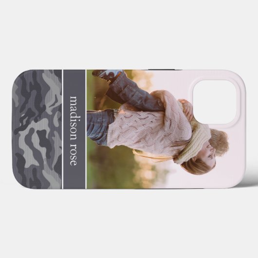 Cute Dark Gray Camo Persoonlijke foto Case-Mate iPhone Case (Achterkant (horizontaal))
