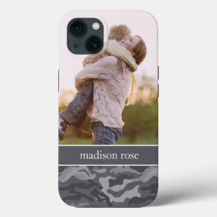 Cute Dark Gray Camo Persoonlijke foto Case-Mate iPhone Case